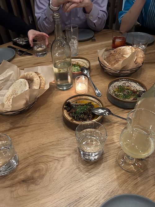 Start of the food arriving - that mushroom hummus was stunning  at Dizengoff in Philadelphia