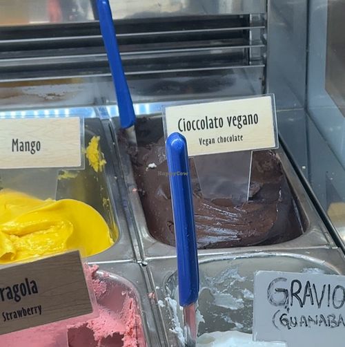 Tiene varias opciones veganas a base de frutas pero también de chocolate. Y tienen cono de galleta vegano también: súper rico  at Il Gelato di Santa Maria in Rome