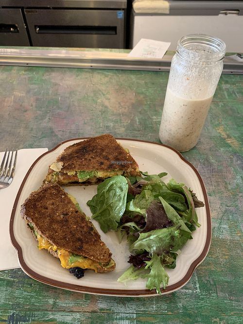 Patty melt with avocado  at Elderberries Cafe in Los Angeles