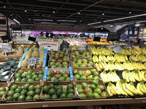 fresh vegetables and fruit at Maximarket Mercator in Ljubljana
