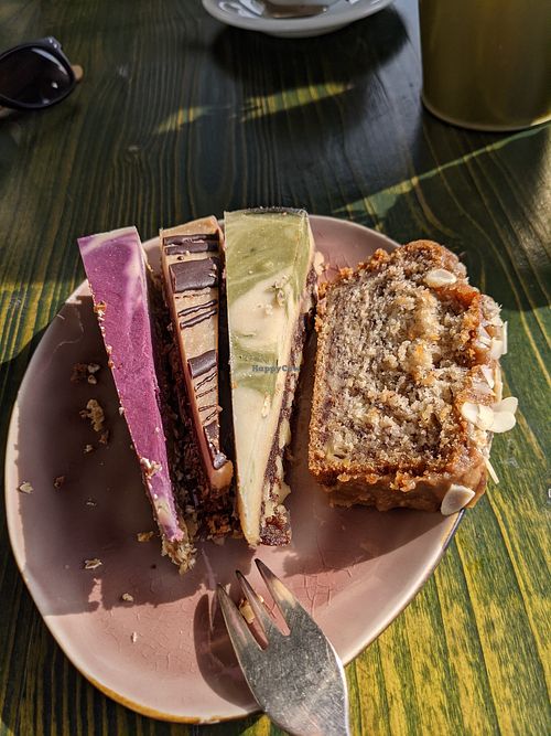 Selection of vegan cakes at GlücksCafe in Berlin