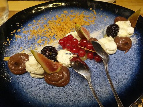 Yulu and Valhrona chocolate dessert at Bräukeller & Grill in Seefeld In Tirol