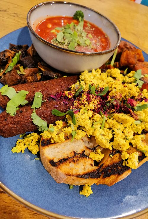 Vegan breakfast. Tasty at The Chakra Lounge in Buxton