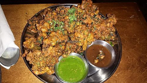 Kale pakoras at Chai Pani in Asheville