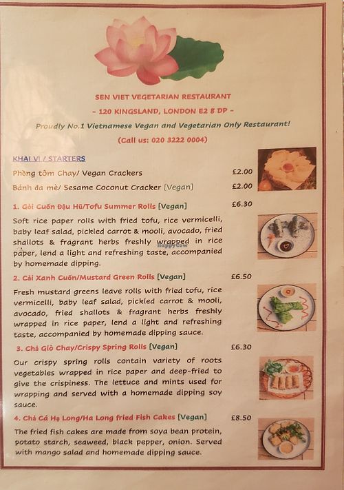 Menu 11/2021 at Sen Viet Vegan in East London