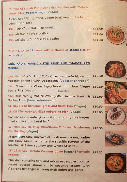 Menu 11/2021 at Sen Viet Vegan in East London