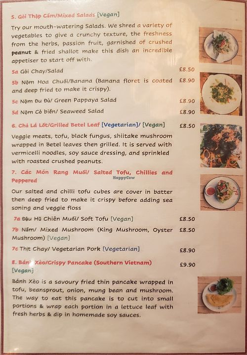 Menu 11/2021 at Sen Viet Vegan in East London