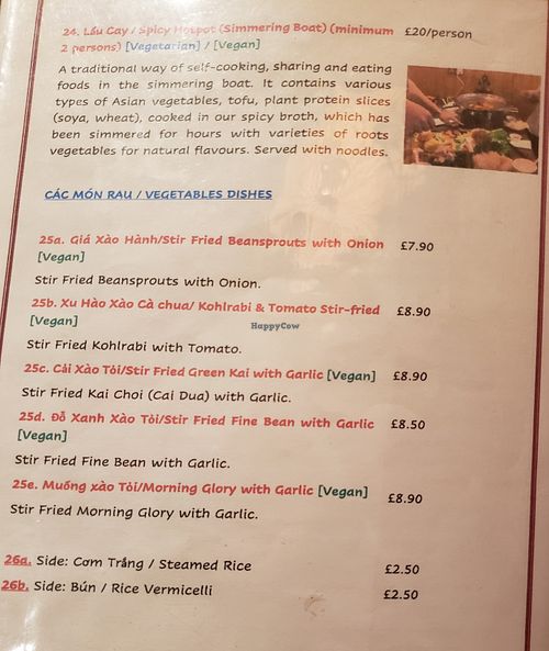 Menu 11/2021 at Sen Viet Vegan in East London