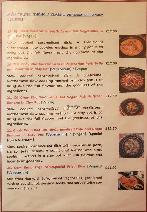 Menu 11/2021 at Sen Viet Vegan in East London