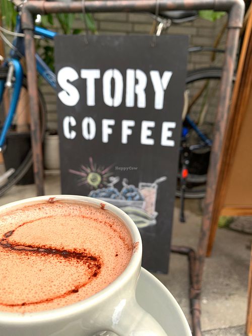 Vegan soy hot chocolate  at Story Coffee Roasters in Hiroshima