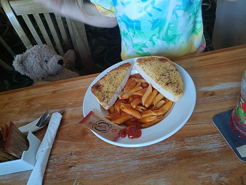 Children's tomato pasta at The Old Red Lion in Market Harborough