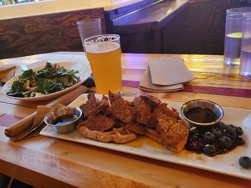 Veggie Seitan Waffels & Apple and Kale salad at The Royal in Nelson