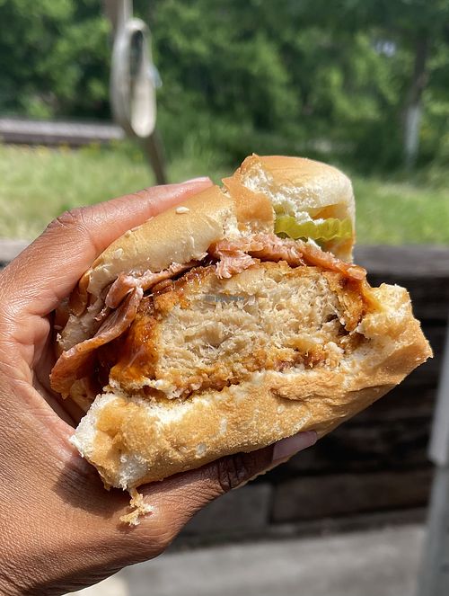 Inside chkn sandwich   at Vuture Food in San Pedro