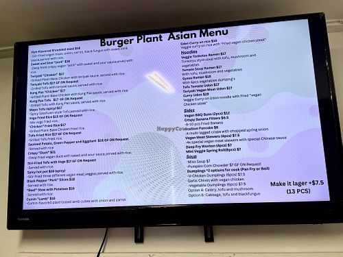 Non-burger menu  at Burger Plant in Dunedin