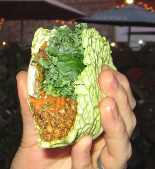 Raw taco, yum! at Evolution Fast Food in San Diego