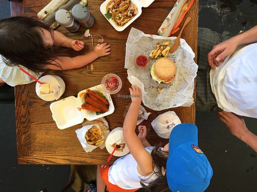 this NYC vegan family living this patio vibe and epic San Diego food!  at Evolution Fast Food in San Diego