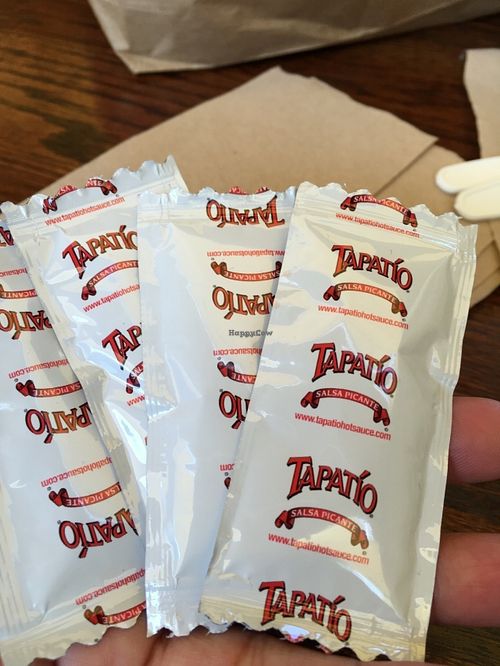 Tapatio packets! at Evolution Fast Food in San Diego