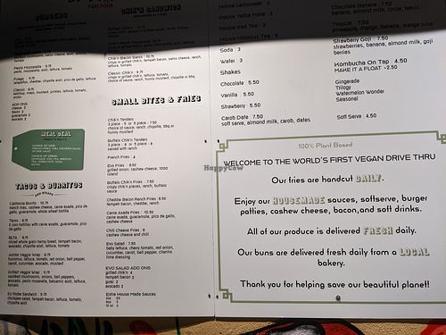 Drive thru menu board at Evolution Fast Food in San Diego