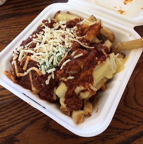 chili cheese fries  at Evolution Fast Food in San Diego