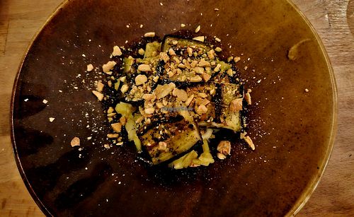 Eggplant, pineapple, parsnip, and macadamia at Kale & de Bril in Goes