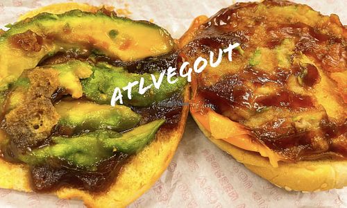 Sesame chik’n burger with avocado and cheeze   at VeGreen Burger in Kennesaw