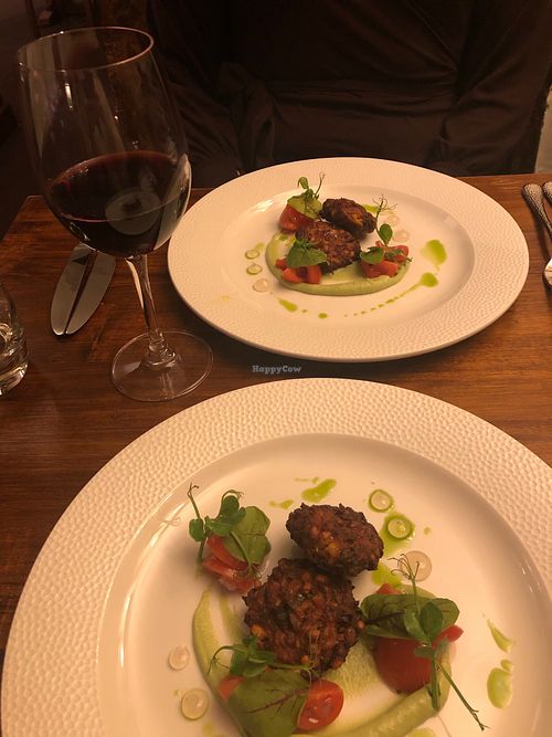 Sweet potato cakes with lime and coriander at The Angel Inn in Colchester