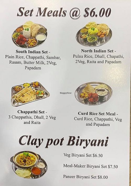 Menu for set meals.
Photo credit: Mr Henry Lau at Govegpals in Central Singapore