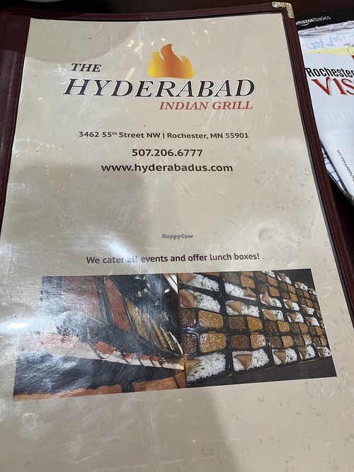 Menu front   at Hyderabad Indian Grill in Rochester