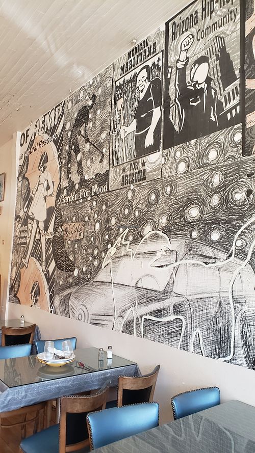 Wall art at Morning Glory Cafe in Flagstaff