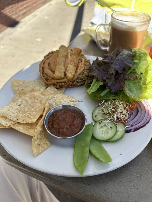 Hemp burger - chai tea - toasted buns   at Morning Glory Cafe in Flagstaff