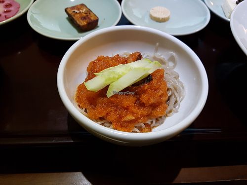 Noodle and spicy sauce at Balwoo Gongyang - 발우공양 in Seoul