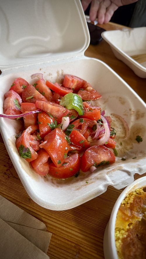 Tomato pepper salad  at Moltaqa in Vancouver