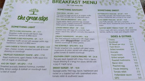 Such a great breakfast menuu  at The Green Edge Cafe and Store in Windsor