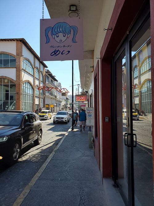 Sign above restaurant at Vegan Ramen Mei in Puerto Vallarta