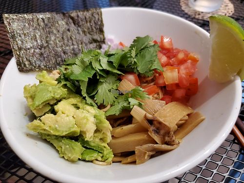 Salad ramen at Vegan Ramen Mei in Puerto Vallarta
