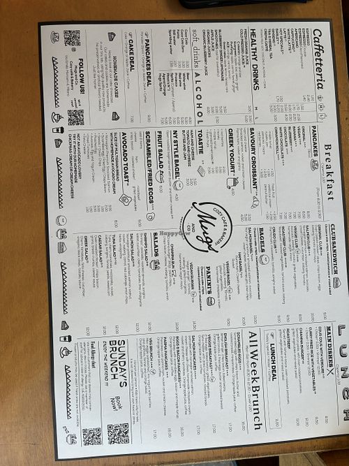 Full menu (includes non vegan options)   at Mugs & Co in Milan