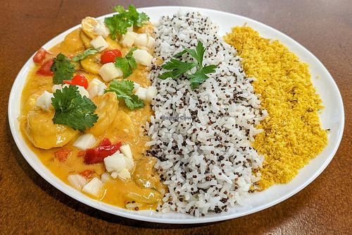 Moqueca with farofa - bloody excellent! at Pratada  in Sao Paulo