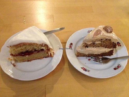 two vegan treats, don't they look delicious! at Baklust in The Hague