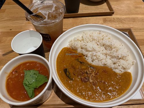 Minestrone and Indian eggplant curry (only vegan options on the menu) at Soup Stock Tokyo - Central Towers in Nagoya