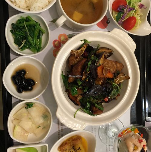 set meal featuring monkey head mushroom 三杯猴菇 at Loving Hut - Hankou in Taichung