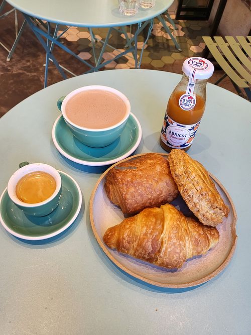 Croissant, pain au chocolate, apple turnover at Land & Monkeys - Beaumarchais in Paris