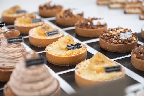 A selection of classic or revisited pastries at Land & Monkeys - Beaumarchais in Paris