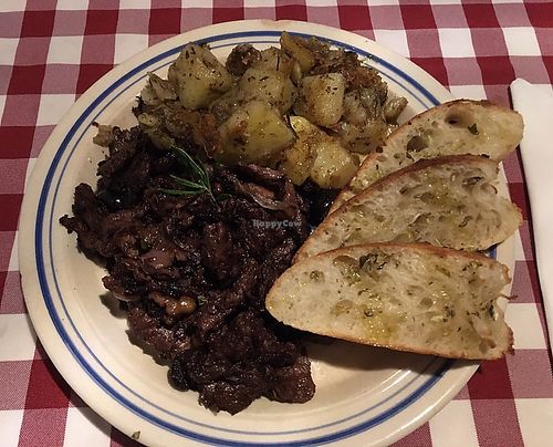 Soy protein with a wine sauce like “rabbit"  at Al Sanpietrino Trattoria in Lisbon