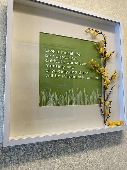 Vegan Signage Throughout and Down Hall  at Loving Hut in Orange