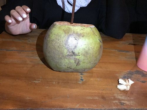 Fresh coconut  at Joy's in Nong Khiaw