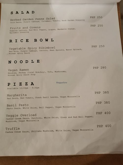 Menu 1 at Herbivore Coron in Coron