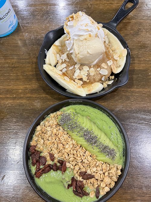 Pancakes and smoothie bowl  at Veganerie - Nana in Bangkok