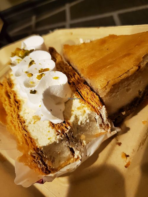 Napoleon and cheesecake at Tarantino's Vegan in Las Vegas