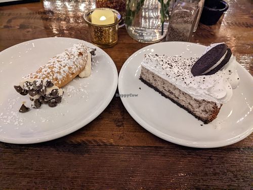 Cannoli and Oreo Cheesecake - not a fan of either at Tarantino's Vegan in Las Vegas