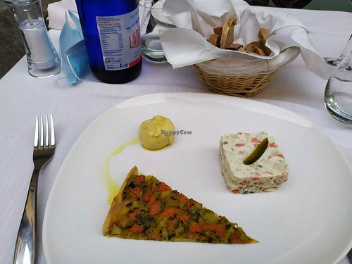 Appetizer - russian salad, veggie quiche and hummjs at Il Lughino in Como